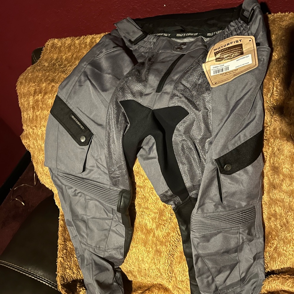 MOTORFIST SKYLINE PANT  Gray and Black, with Inner Leg Black Leather Panel